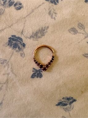 Rose gold with amethyst purple crystals septum CLICKER RING jewelry (round hoop)